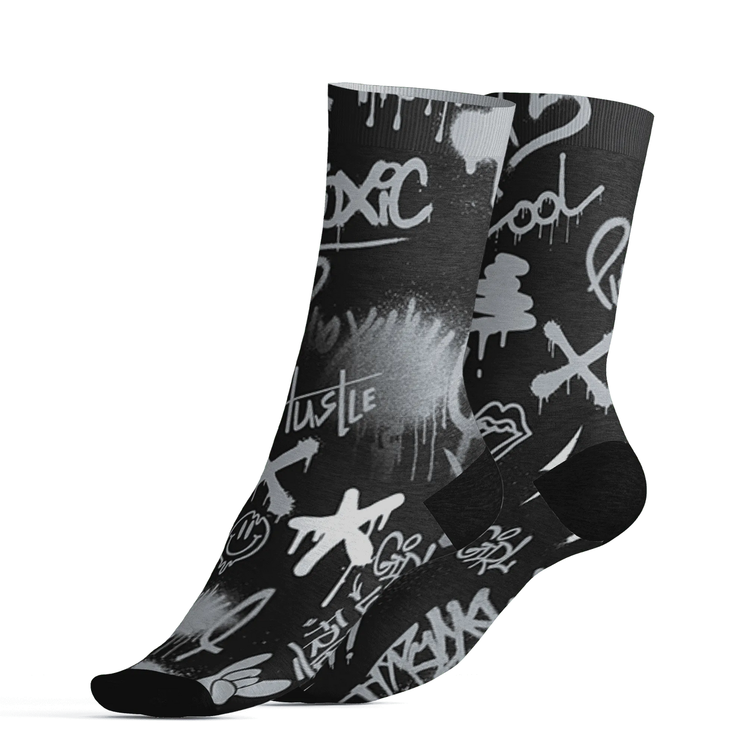 Wolf-Grey-12s-Socks-Match-Graffiti-King-3D-Doodle-Style