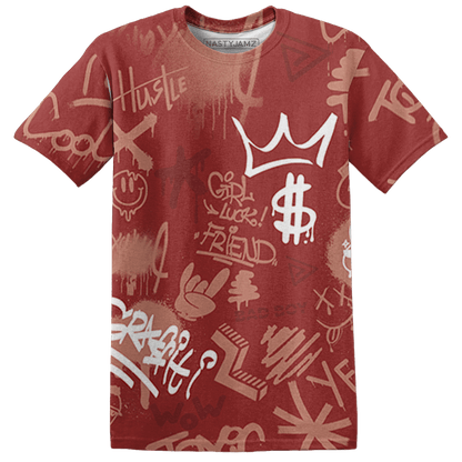 Dune Red 13s T Shirt Match Graffiti King 3D All-Over Print Doodle Style - NastyJamz