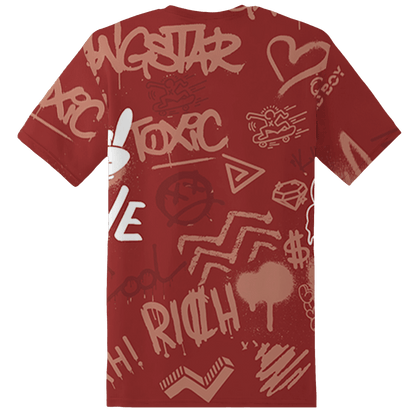Dune Red 13s T Shirt Match Graffiti King 3D All-Over Print Doodle Style - NastyJamz