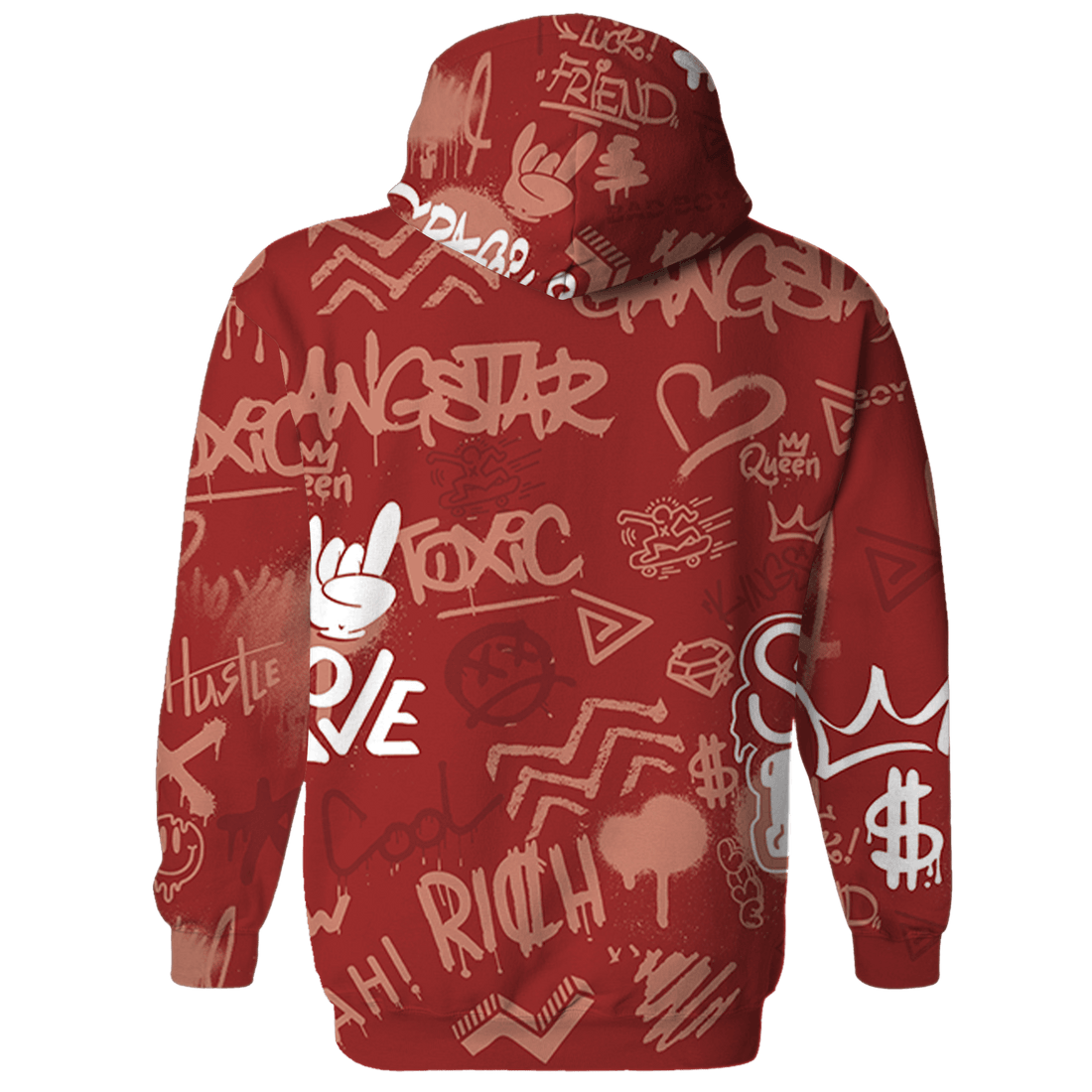 Dune Red 13s Hoodie Match Graffiti King 3D All-Over Print Doodle Style - NastyJamz