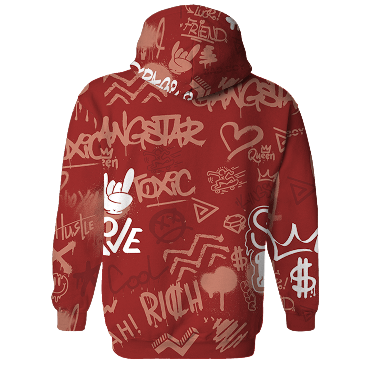 Dune Red 13s Hoodie Match Graffiti King 3D All-Over Print Doodle Style - NastyJamz