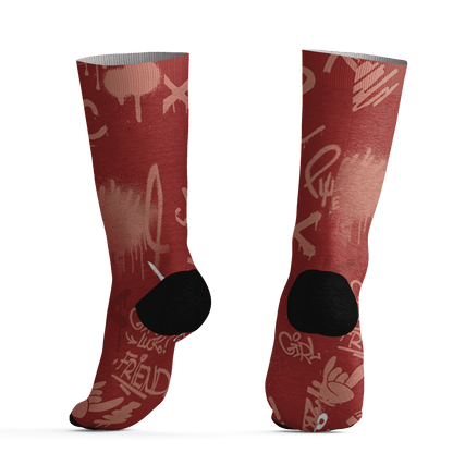 Dune Red 13s Socks Match Graffiti King 3D All-Over Print Doodle Style - NastyJamz