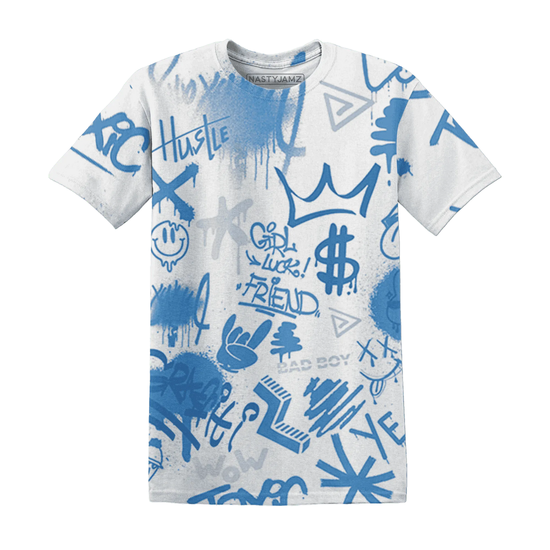 Carolina-Blue-Univercitii-17s-T-Shirt-Match-Graffiti-King-3D-Doodle-Style