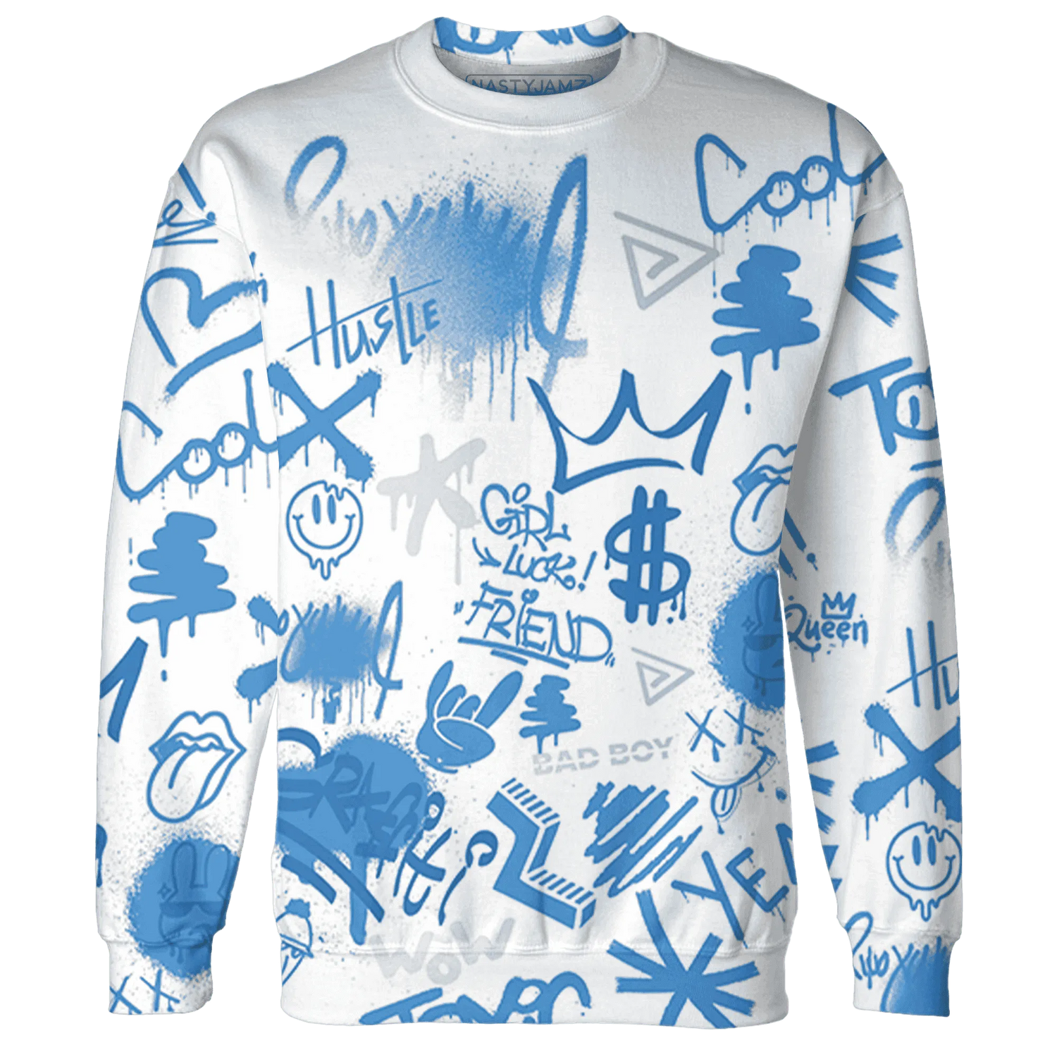 Carolina-Blue-Univercitii-17s-Sweatshirt-Match-Graffiti-King-3D-Doodle-Style