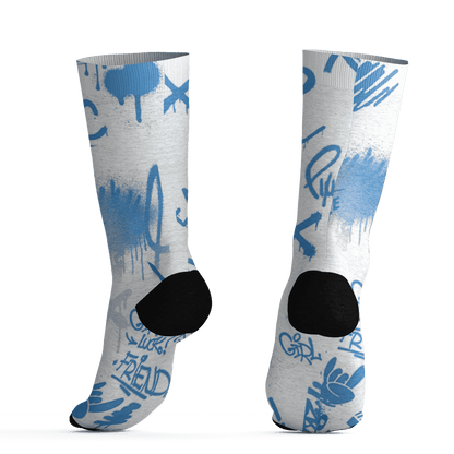 Carolina-Blue-Univercitii-17s-Socks-Match-Graffiti-King-3D-Doodle-Style