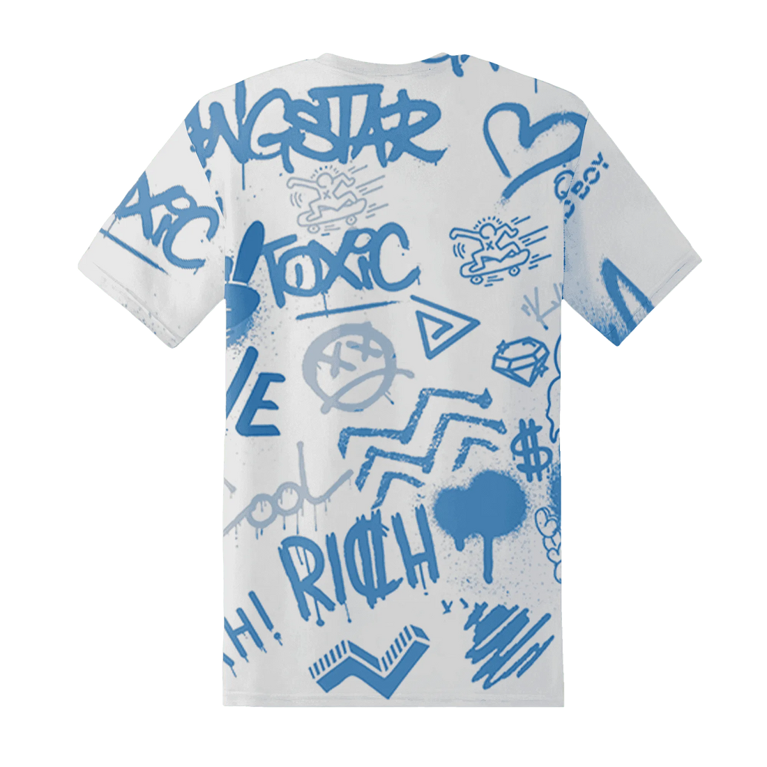 Carolina-Blue-Univercitii-17s-T-Shirt-Match-Graffiti-King-3D-Doodle-Style