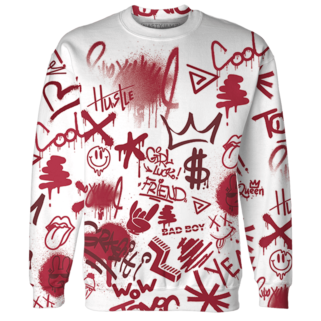 High 85 Metallic Burgundy 1s Sweatshirt Match Graffiti King 3D All-Over Print Doodle Style - NastyJamz