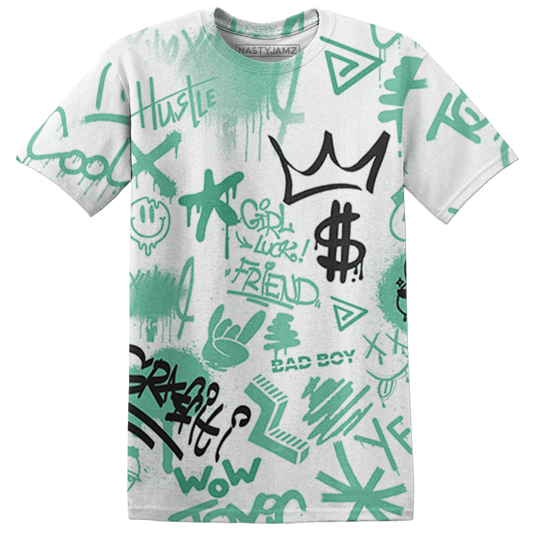 High OG Green Glow 1s T Shirt Match Graffiti King 3D All-Over Print Doodle Style - NastyJamz