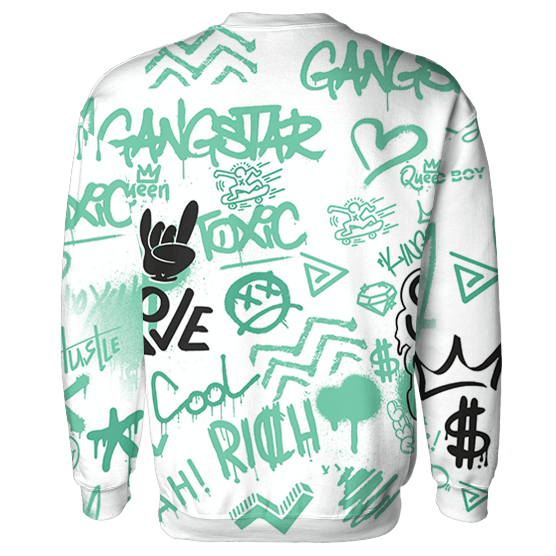High OG Green Glow 1s Hoodie Match Graffiti King 3D All-Over Print - NastyJamz