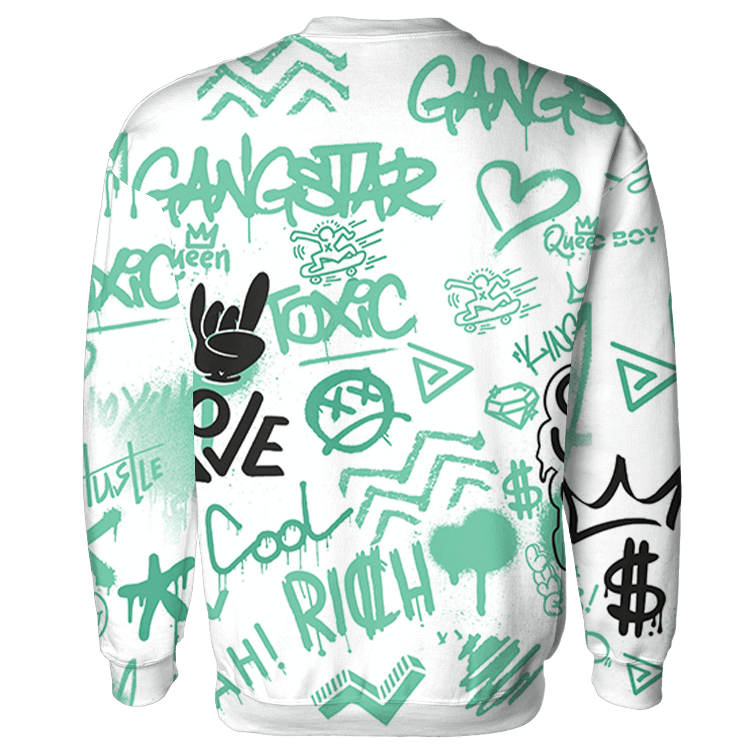 High OG Green Glow 1s Hoodie Match Graffiti King 3D All-Over Print - NastyJamz
