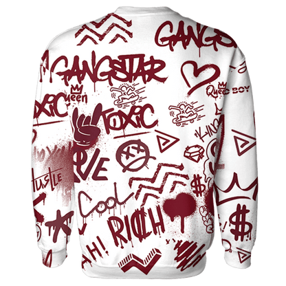 High White Team Red 1s Sweatshirt Match Graffiti King 3D All-Over Print Doodle Style - NastyJamz