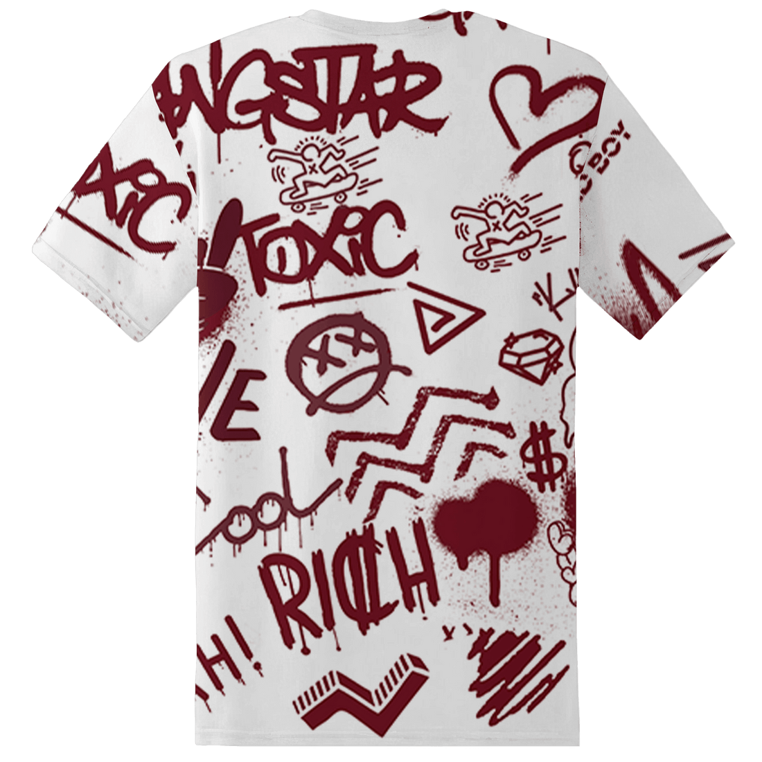 High White Team Red 1s T Shirt Match Graffiti King 3D All-Over Print Doodle Style - NastyJamz