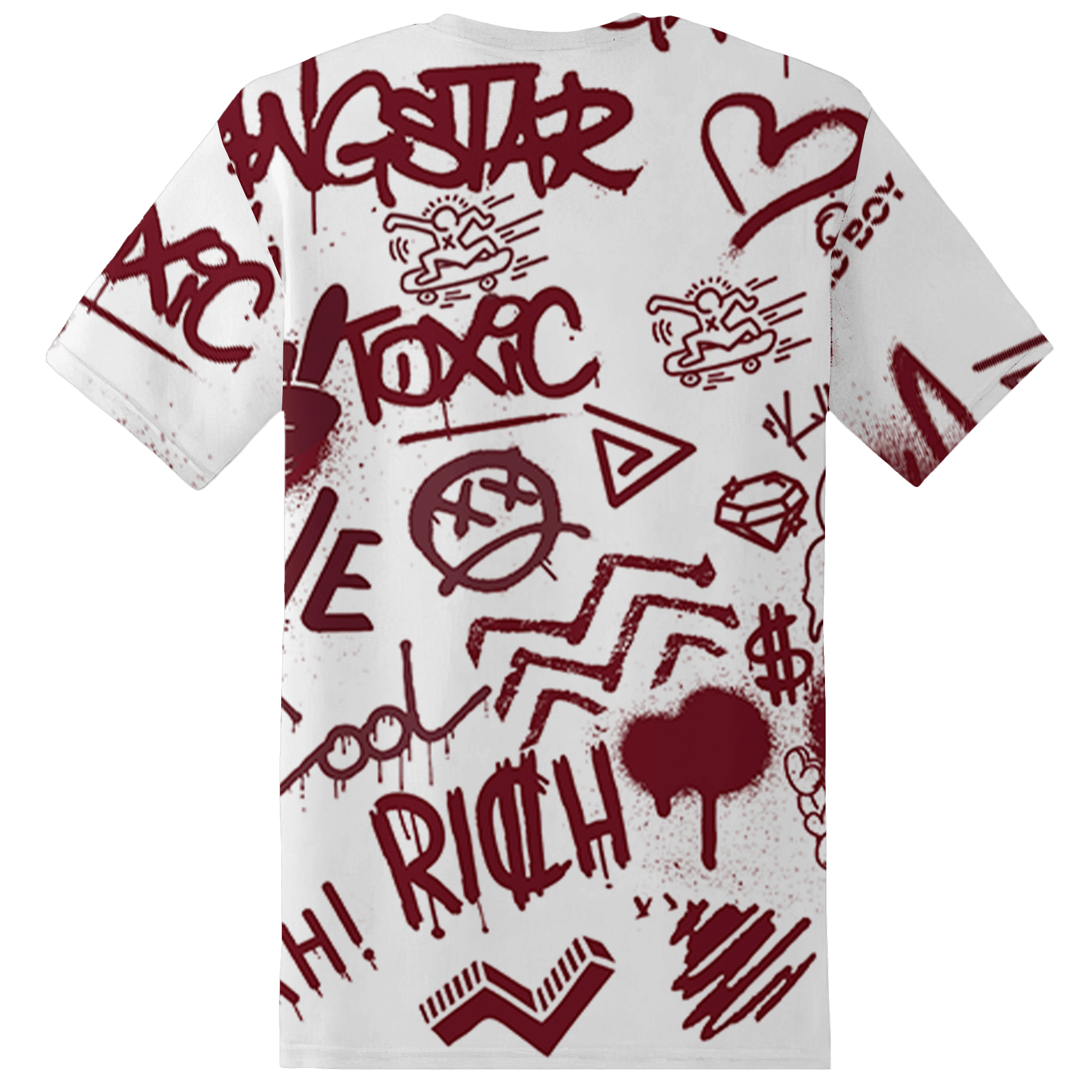 High White Team Red 1s T Shirt Match Graffiti King 3D All-Over Print Doodle Style - NastyJamz