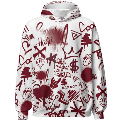 High White Team Red 1s Hoodie Match Graffiti King 3D All-Over Print Doodle Style - NastyJamz
