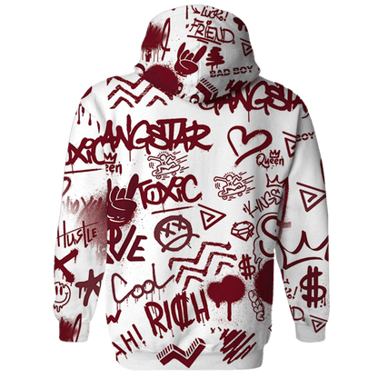 High White Team Red 1s Hoodie Match Graffiti King 3D All-Over Print Doodle Style - NastyJamz