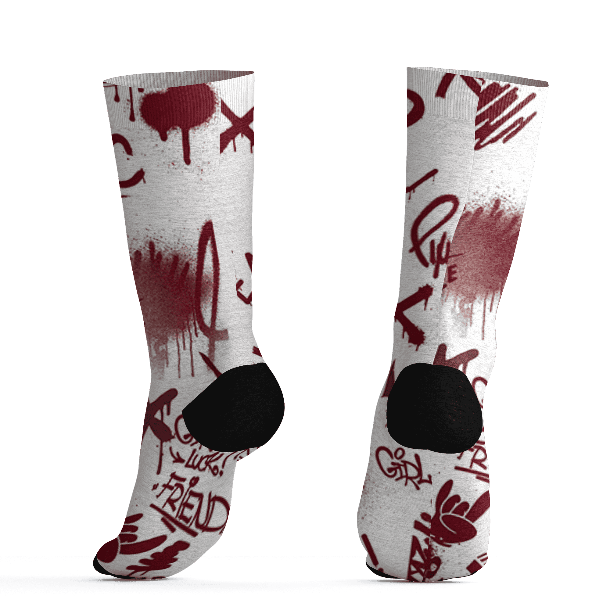 High White Team Red 1s Socks Match Graffiti King 3D All-Over Print Doodle Style - NastyJamz