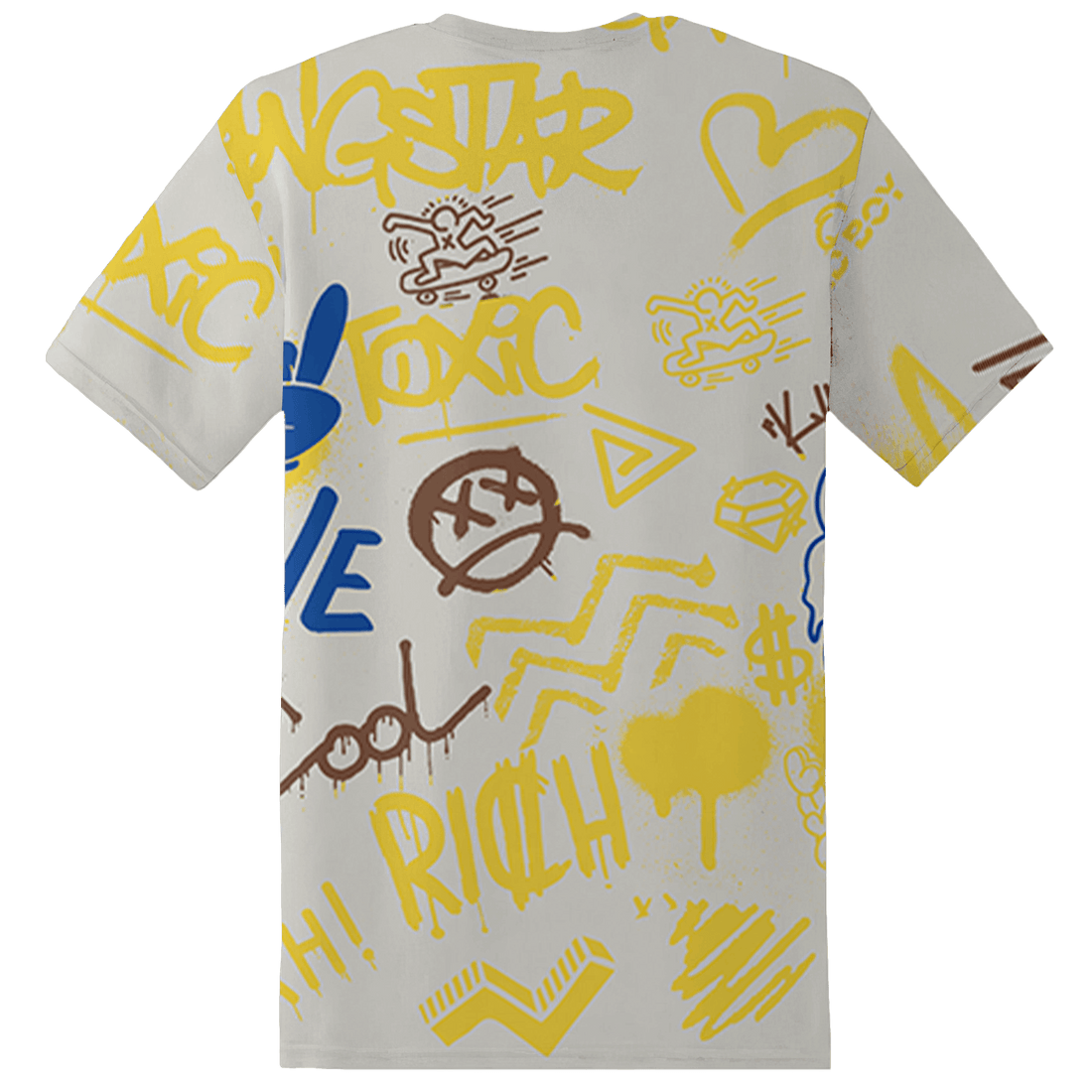 Low OG Canary TVSC 1s T Shirt Match Graffiti King 3D All-Over Print Doodle Style - NastyJamz