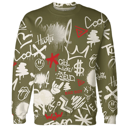 Medium-Olive-1s-Sweatshirt-Match-Graffiti-King-3D-Doodle-Style