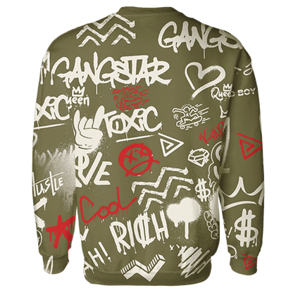 Medium-Olive-1s-Sweatshirt-Match-Graffiti-King-3D-Doodle-Style