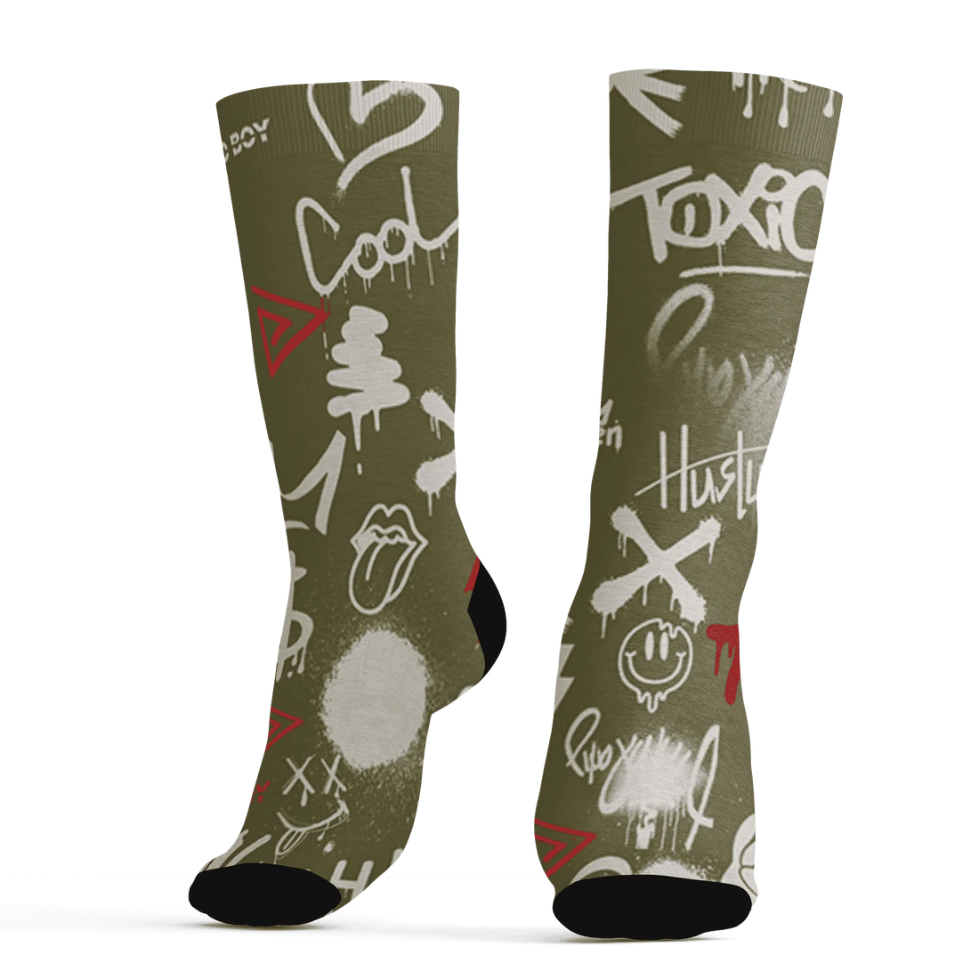 Medium-Olive-1s-Socks-Match-Graffiti-King-3D-Doodle-Style