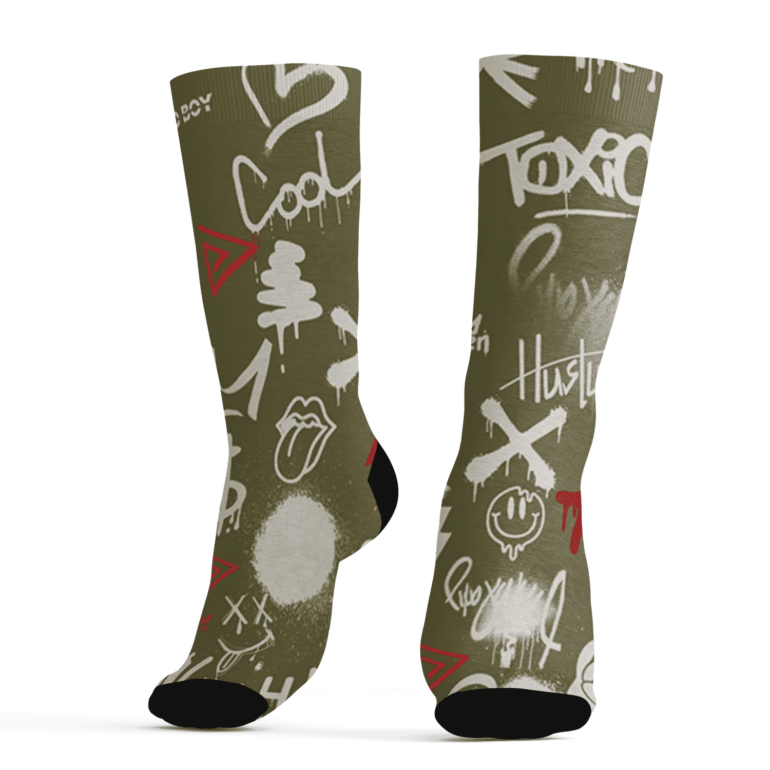 Medium-Olive-1s-Socks-Match-Graffiti-King-3D-Doodle-Style