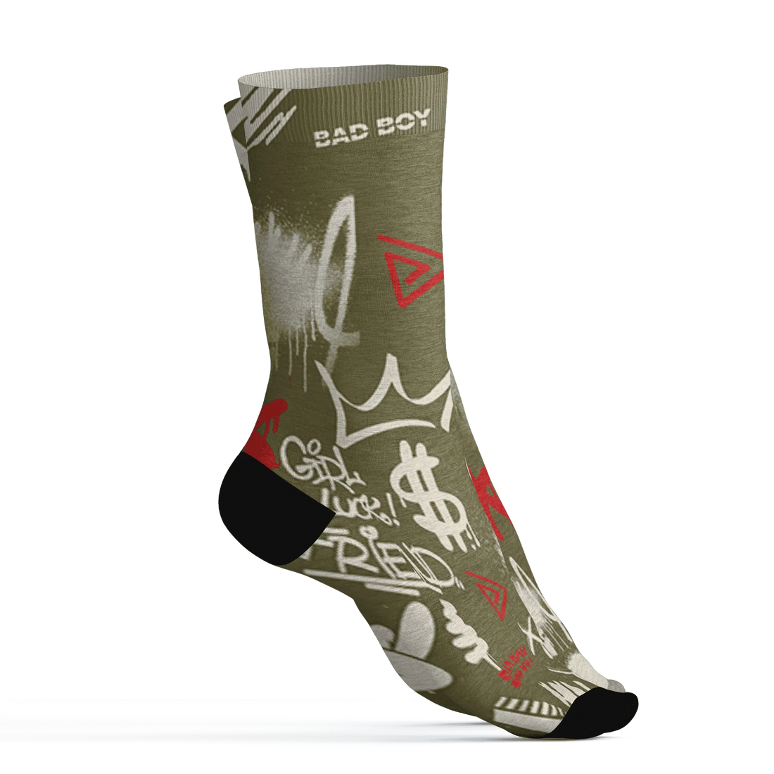 Medium-Olive-1s-Socks-Match-Graffiti-King-3D-Doodle-Style