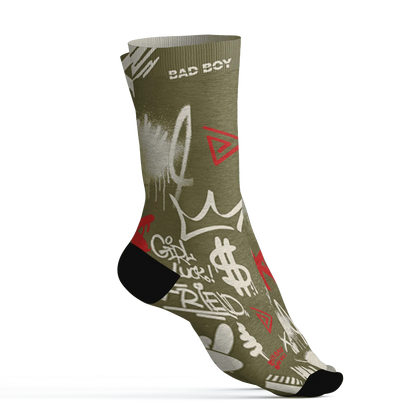 Medium-Olive-1s-Socks-Match-Graffiti-King-3D-Doodle-Style