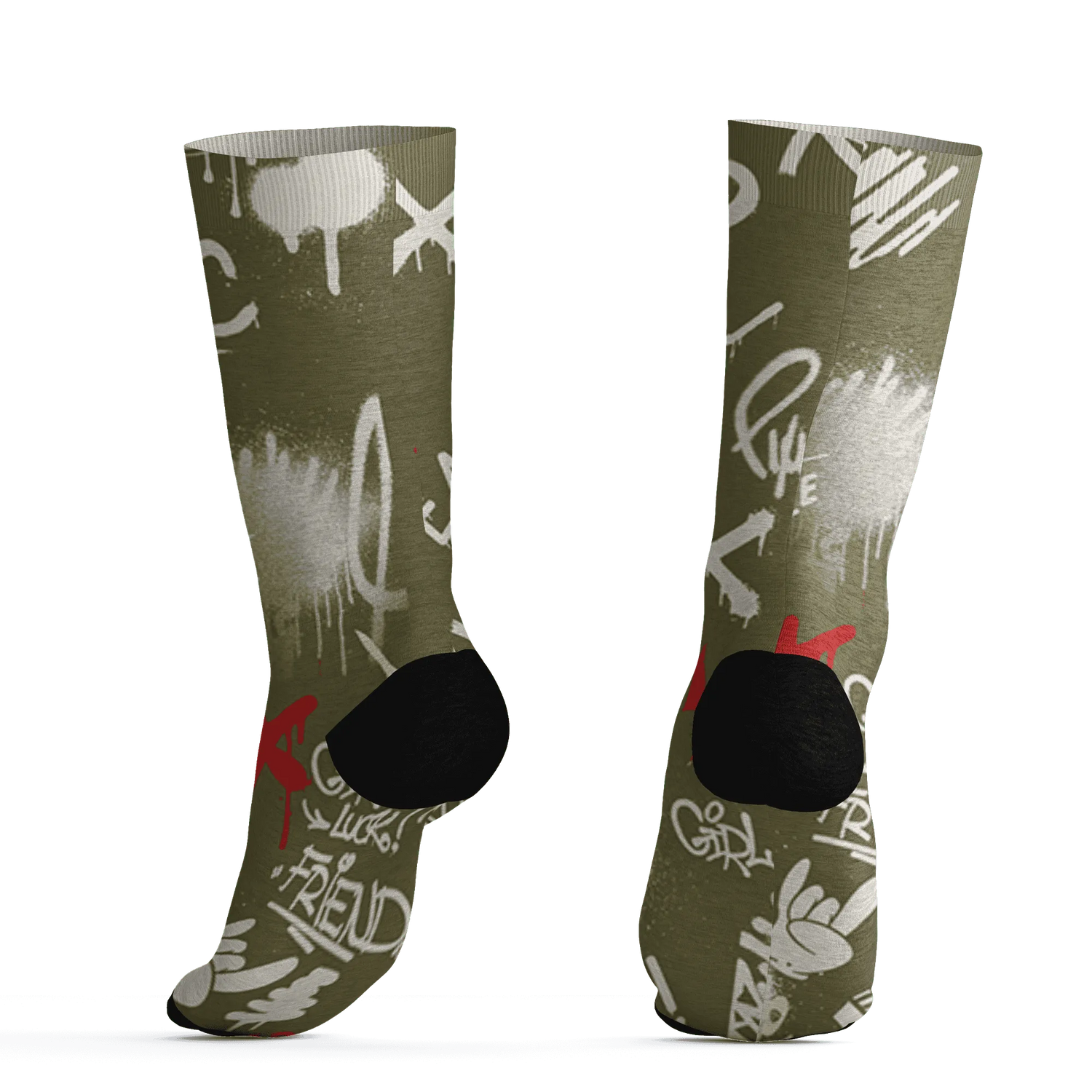 Medium-Olive-1s-Socks-Match-Graffiti-King-3D-Doodle-Style