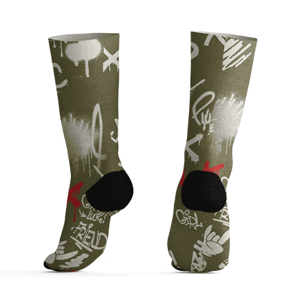 Medium-Olive-1s-Socks-Match-Graffiti-King-3D-Doodle-Style