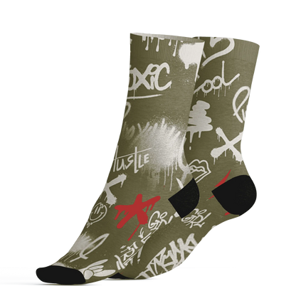 Medium-Olive-1s-Socks-Match-Graffiti-King-3D-Doodle-Style