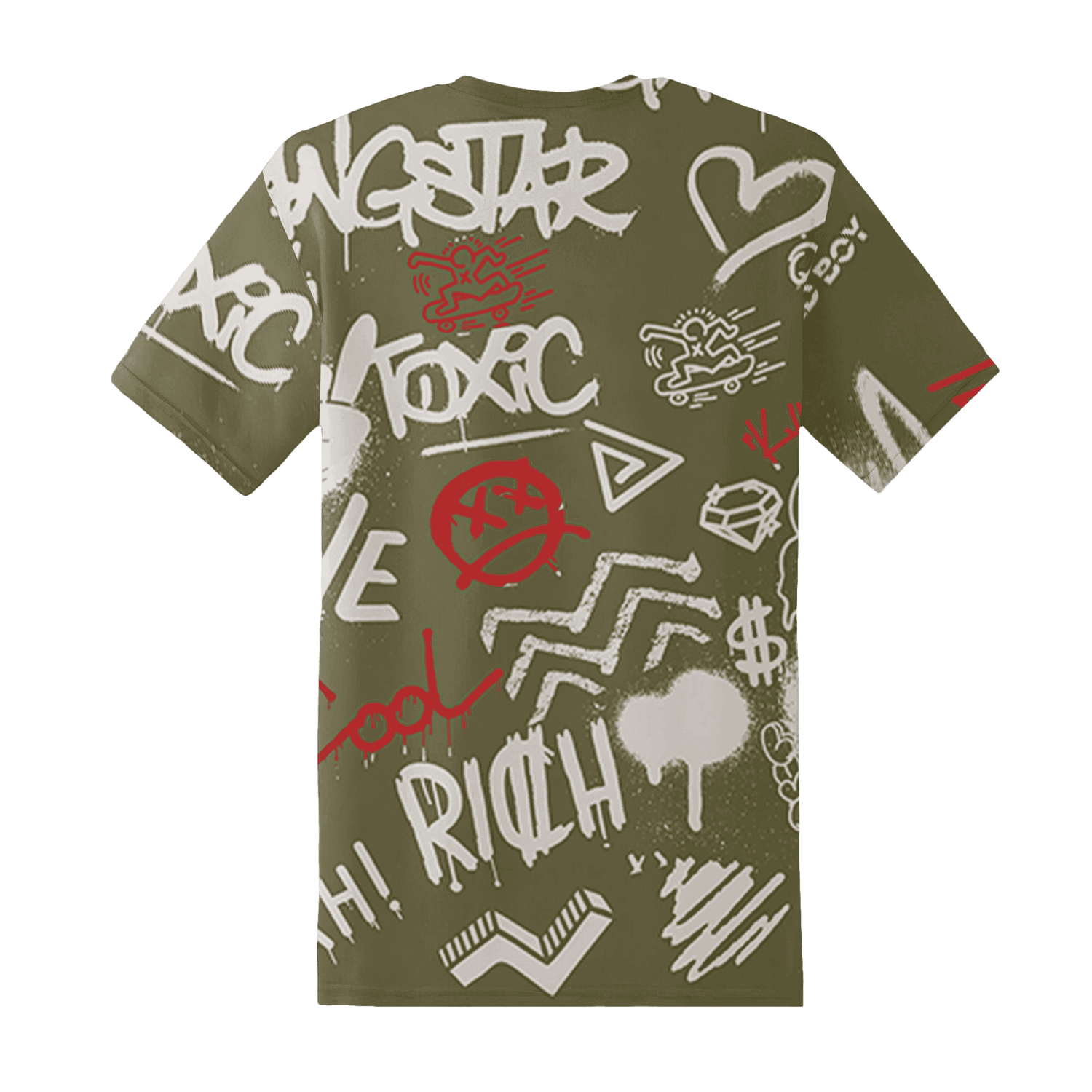 Medium-Olive-1s-T-Shirt-Match-Graffiti-King-3D-Doodle-Style