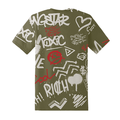 Medium-Olive-1s-T-Shirt-Match-Graffiti-King-3D-Doodle-Style