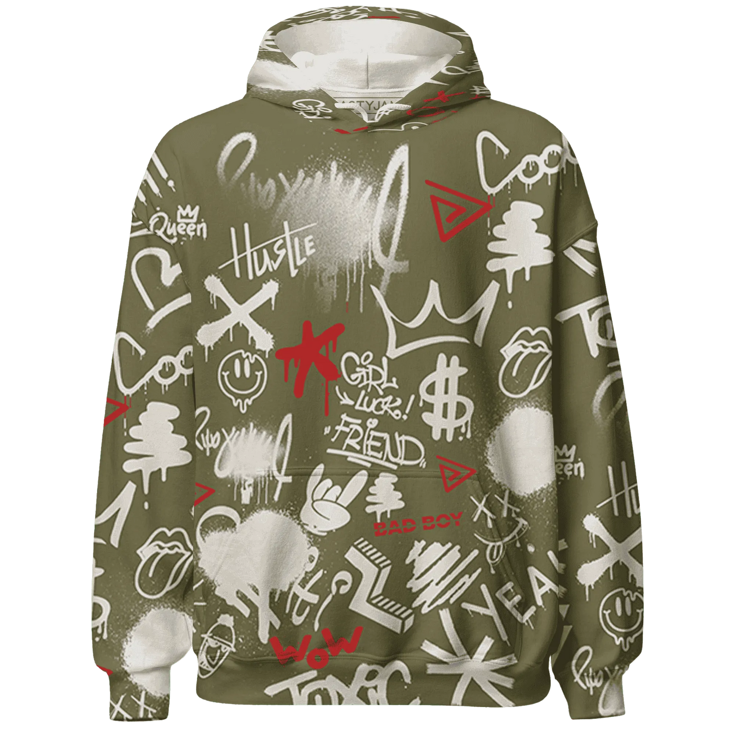 Medium-Olive-1s-Hoodie-Match-Graffiti-King-3D-Doodle-Style