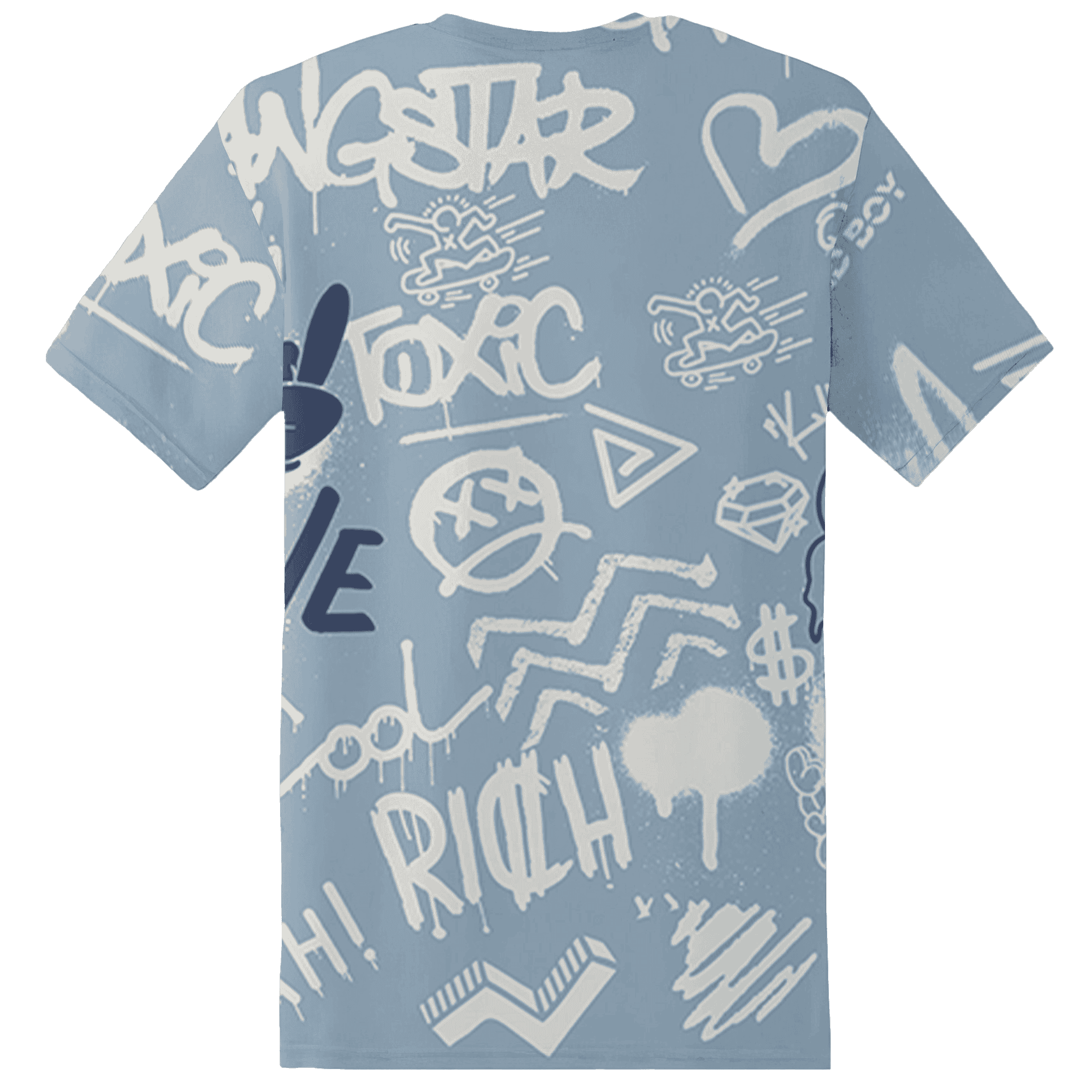 Mid Diffused Blue Grey 1s T Shirt Match Graffiti King 3D All-Over Print Doodle Style - NastyJamz