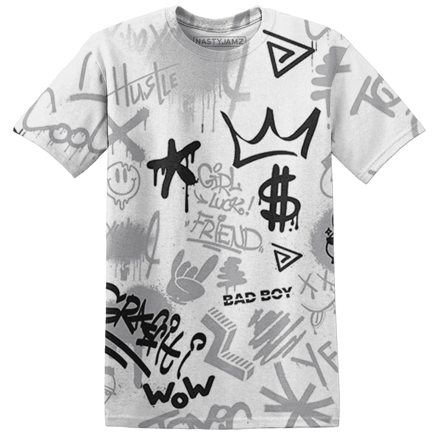Wolf-Grey-1s-T-Shirt-Match-Graffiti-King-3D-Doodle-Style