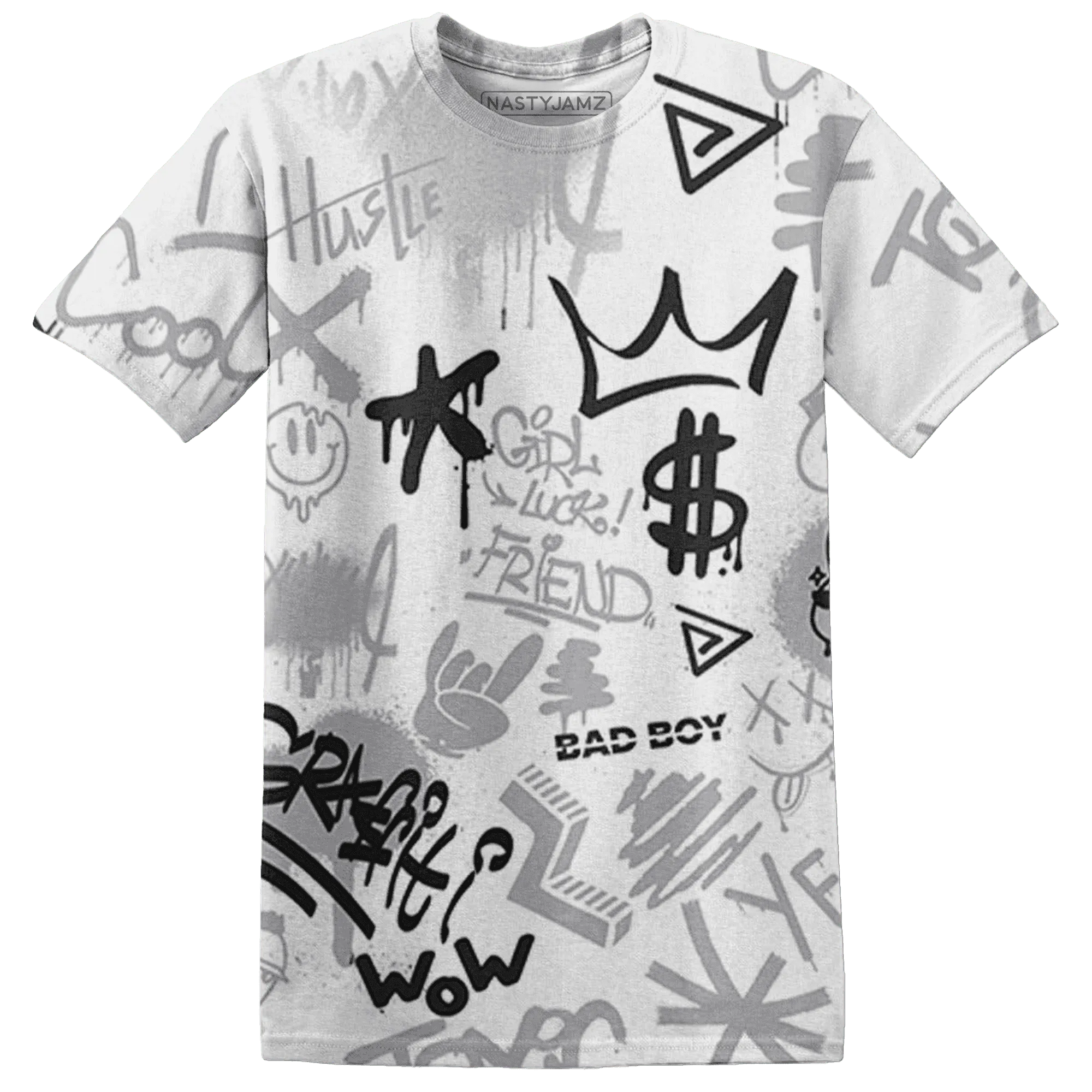 Wolf-Grey-1s-T-Shirt-Match-Graffiti-King-3D-Doodle-Style