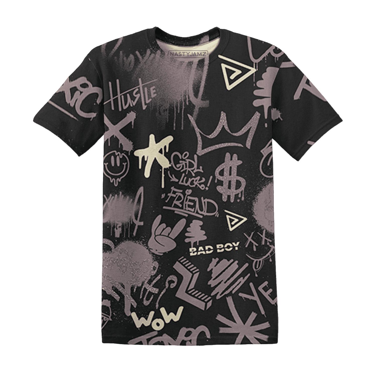 Black-Violet-Ore-3s-T-Shirt-Match-Graffiti-King-3D-Doodle-Style