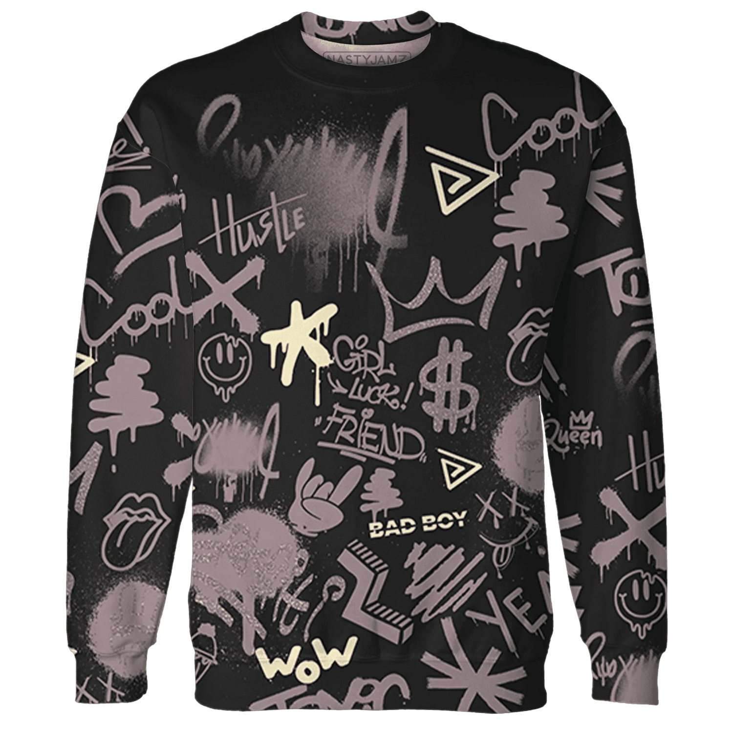 Black-Violet-Ore-3s-Sweatshirt-Match-Graffiti-King-3D-Doodle-Style