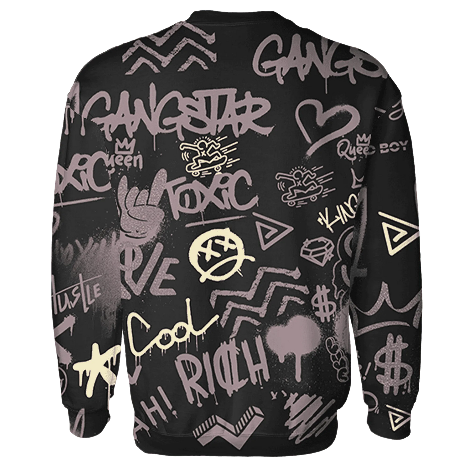 Black-Violet-Ore-3s-Sweatshirt-Match-Graffiti-King-3D-Doodle-Style