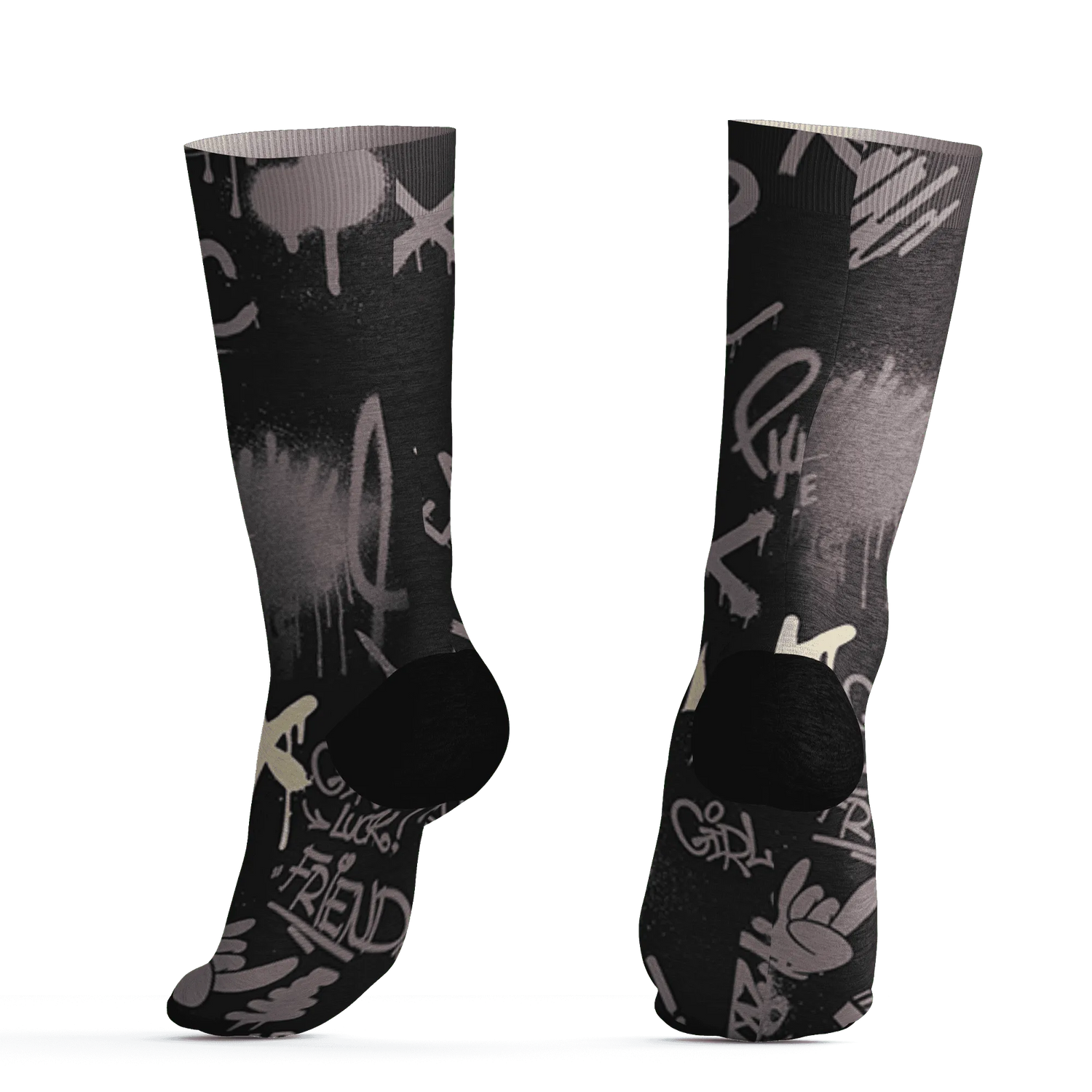 Black-Violet-Ore-3s-Socks-Match-Graffiti-King-3D-Doodle-Style