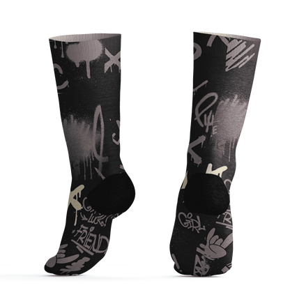 Black-Violet-Ore-3s-Socks-Match-Graffiti-King-3D-Doodle-Style