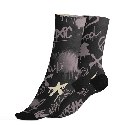 Black-Violet-Ore-3s-Socks-Match-Graffiti-King-3D-Doodle-Style