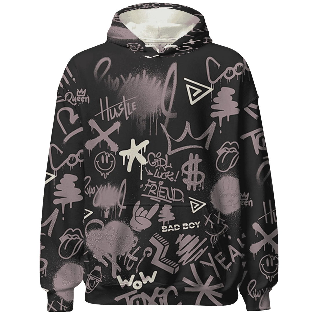 Black-Violet-Ore-3s-Hoodie-Match-Graffiti-King-3D-Doodle-Style