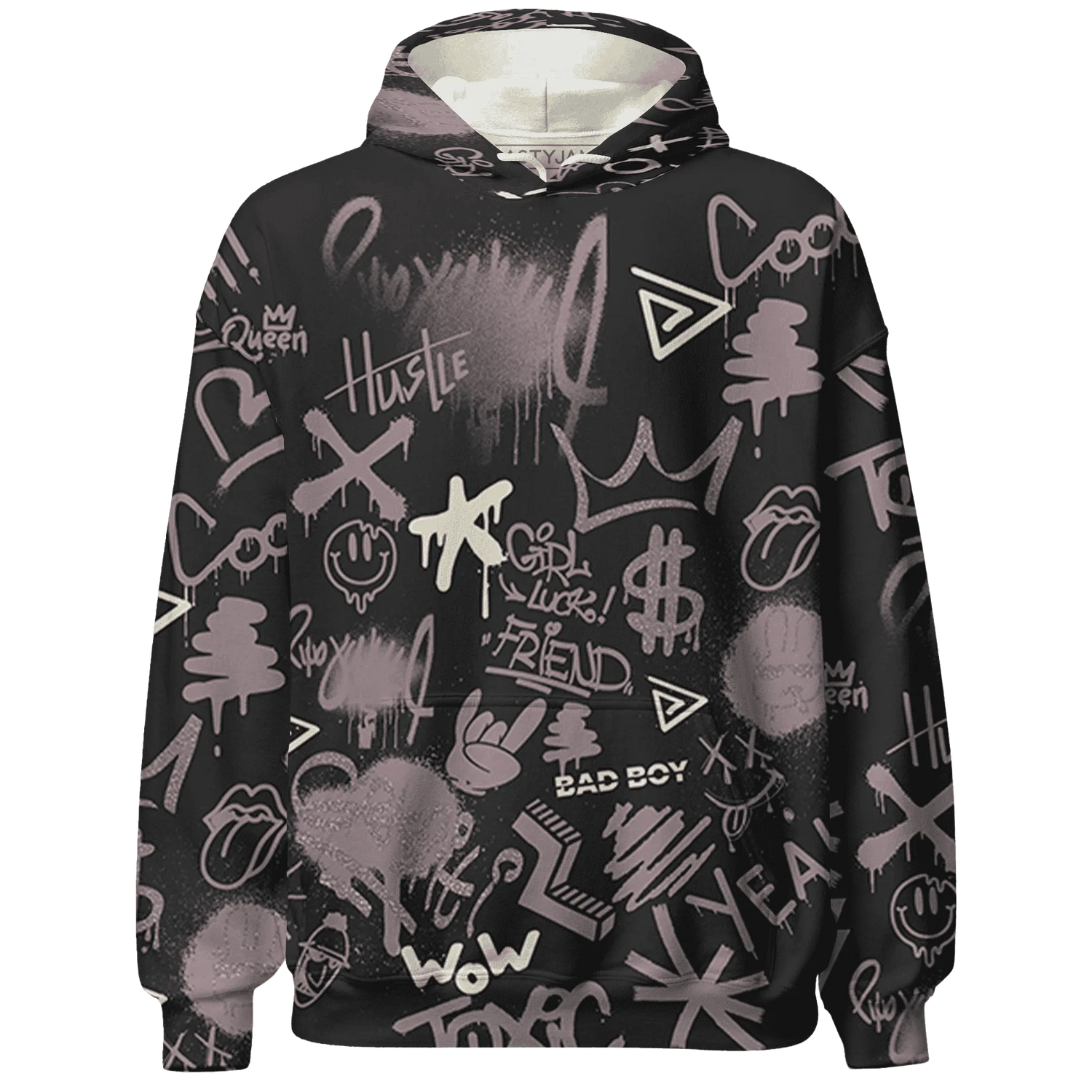 Black-Violet-Ore-3s-Hoodie-Match-Graffiti-King-3D-Doodle-Style