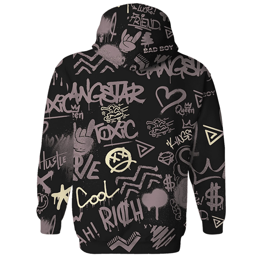 Black-Violet-Ore-3s-Hoodie-Match-Graffiti-King-3D-Doodle-Style