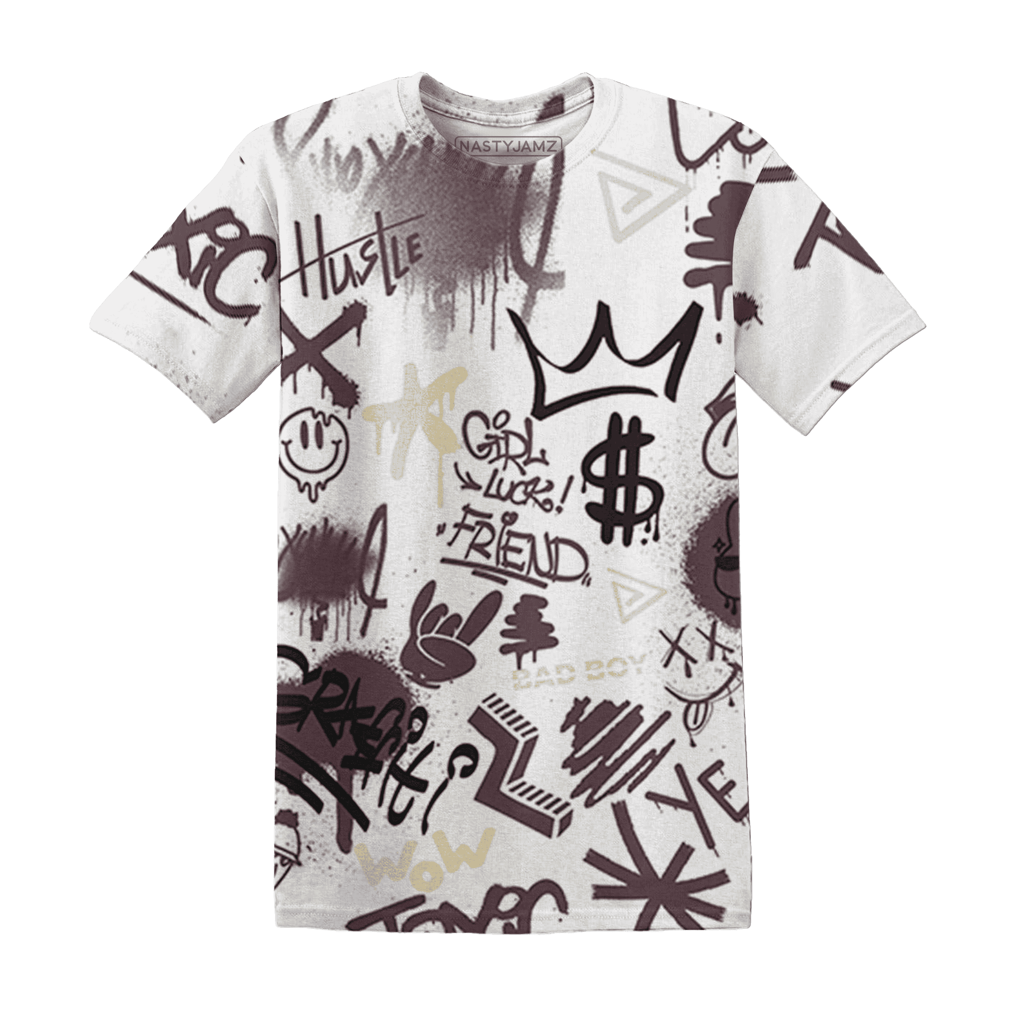 Burgundy-Crush-3s-T-Shirt-Match-Graffiti-King-3D-Doodle-Style