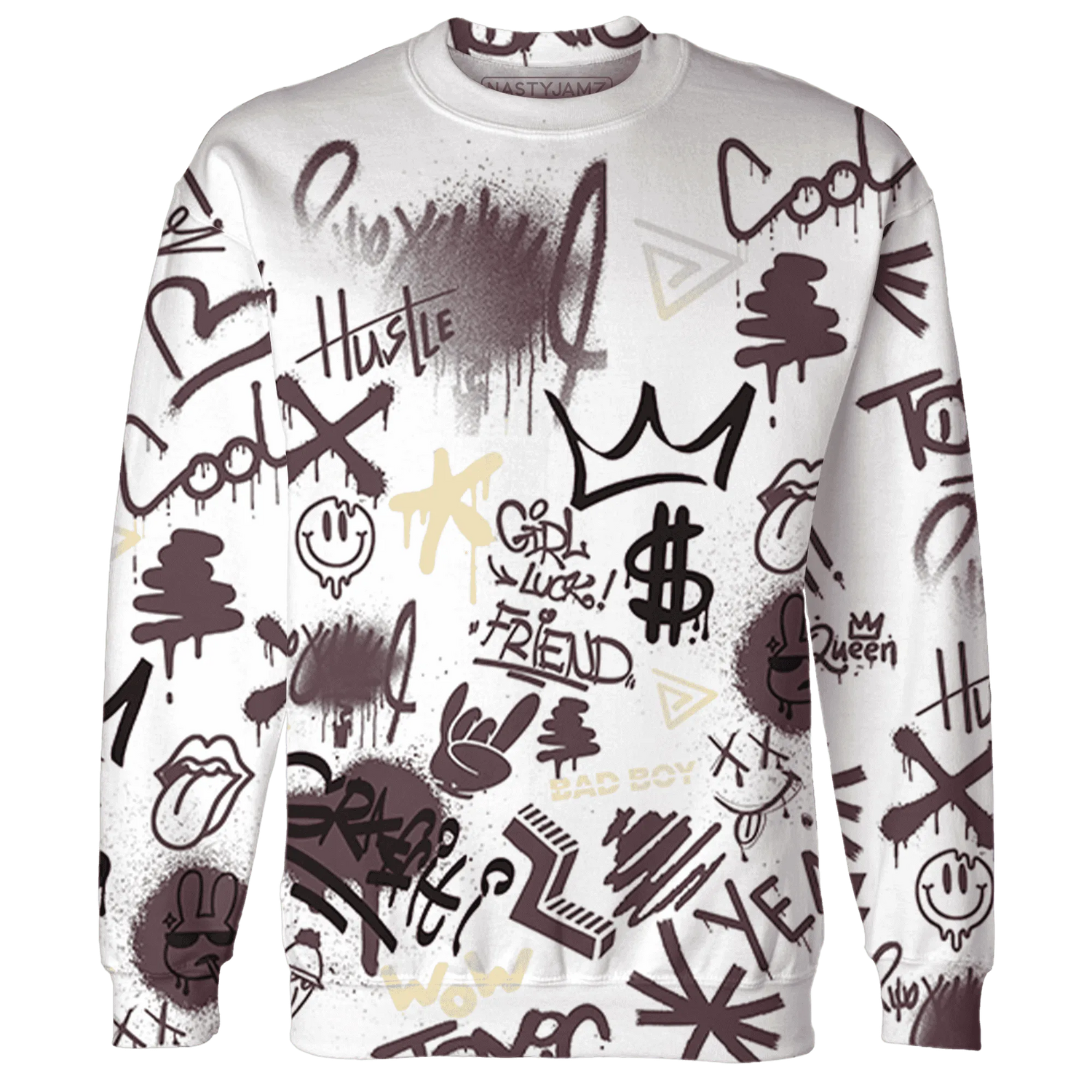 Burgundy-Crush-3s-Sweatshirt-Match-Graffiti-King-3D-Doodle-Style