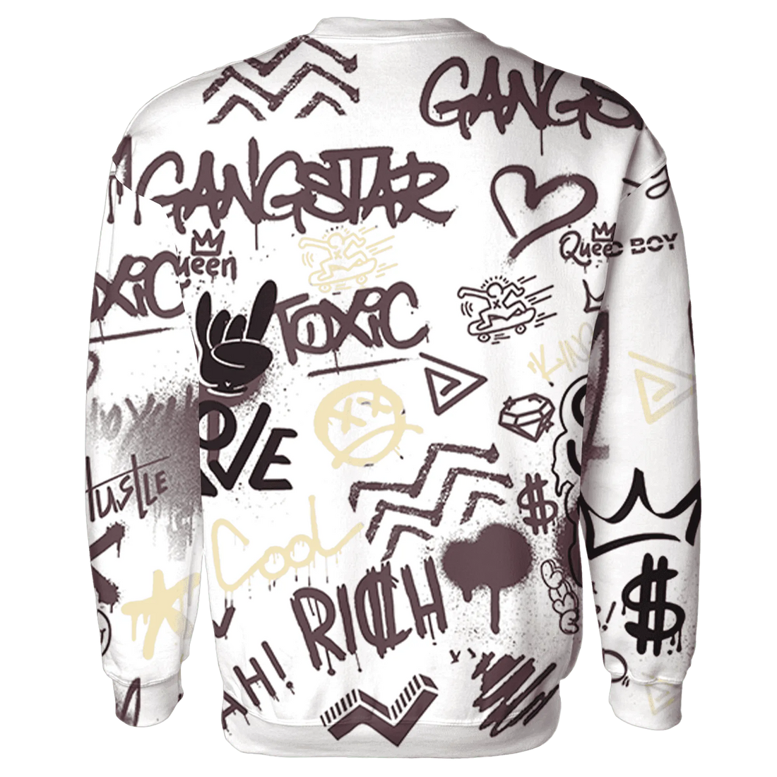 Burgundy-Crush-3s-Sweatshirt-Match-Graffiti-King-3D-Doodle-Style