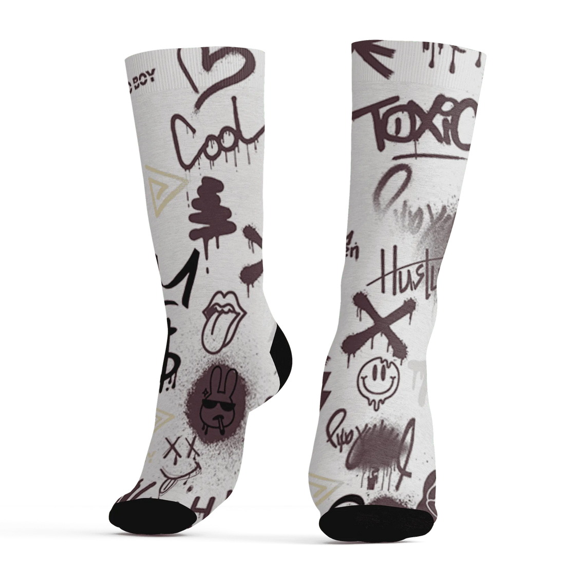 Burgundy-Crush-3s-Socks-Match-Graffiti-King-3D-Doodle-Style