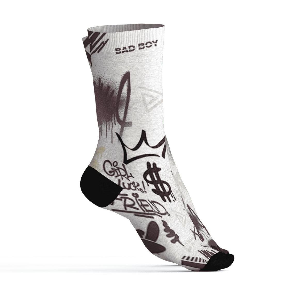 Burgundy-Crush-3s-Socks-Match-Graffiti-King-3D-Doodle-Style